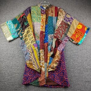Kantha Bae Duster Cardigan Sz Free Patchwork Multi Color Boho Hippie Festival